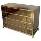Commode verre Michel Pigneres  laiton et chrome vers 1970