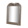 Miroir cadre bois plâtre stuc gris patiné
