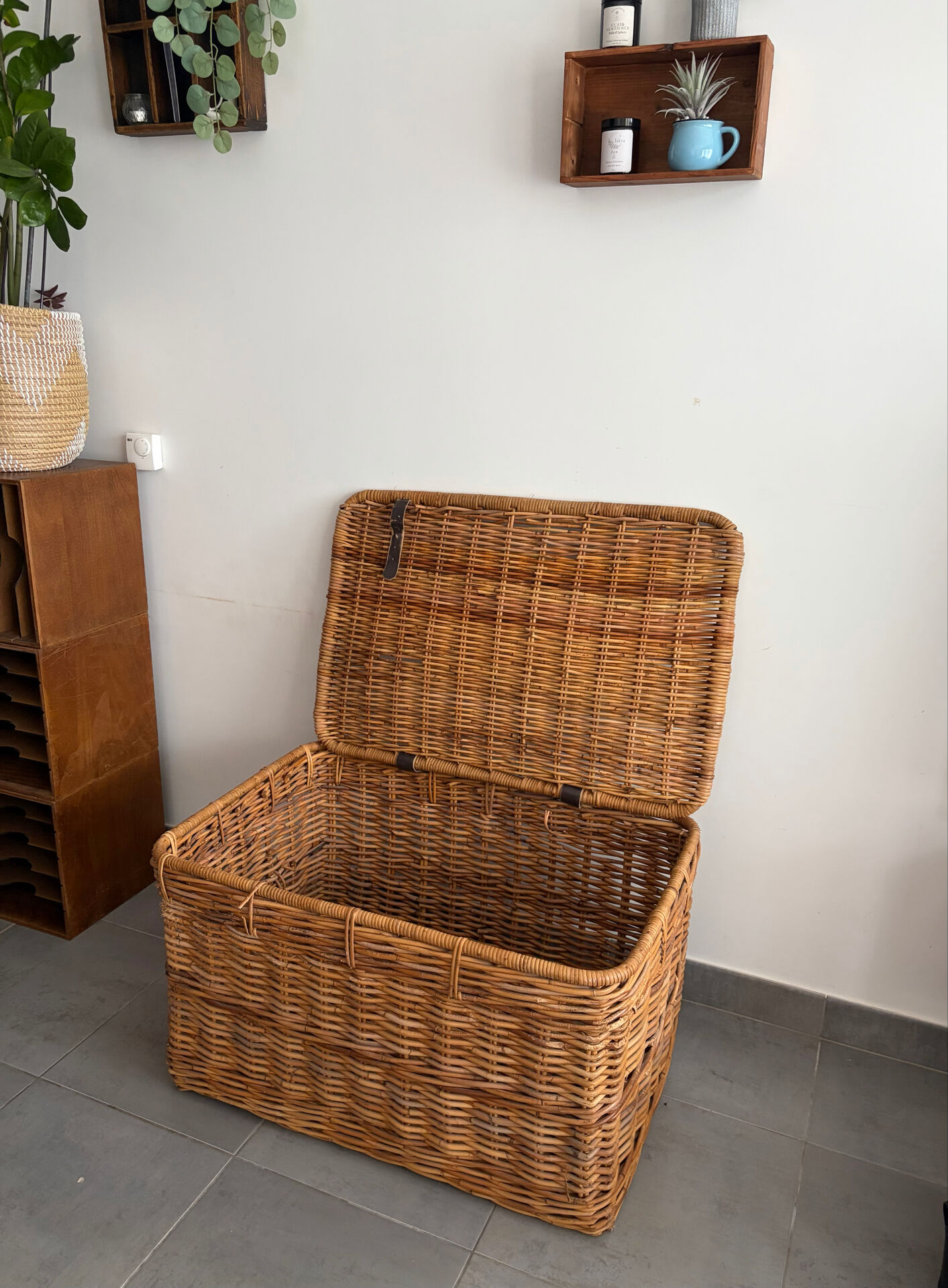 Large vintage wicker trunk