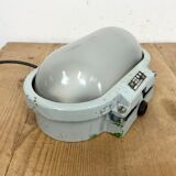 Industrial Cast Aluminium Wall Light with Milk Glass from Elektrosvit, 1970s