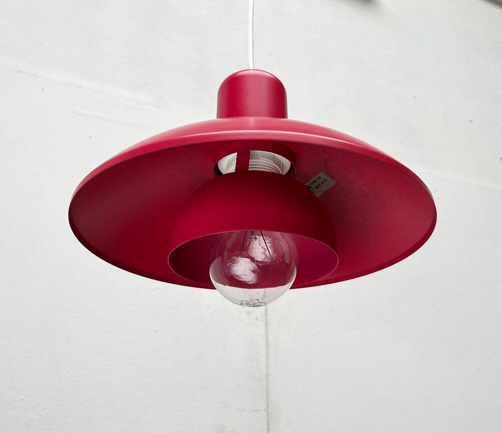 Red pendant lamp model 728 Danish mid-century by Horn, 1960s.
