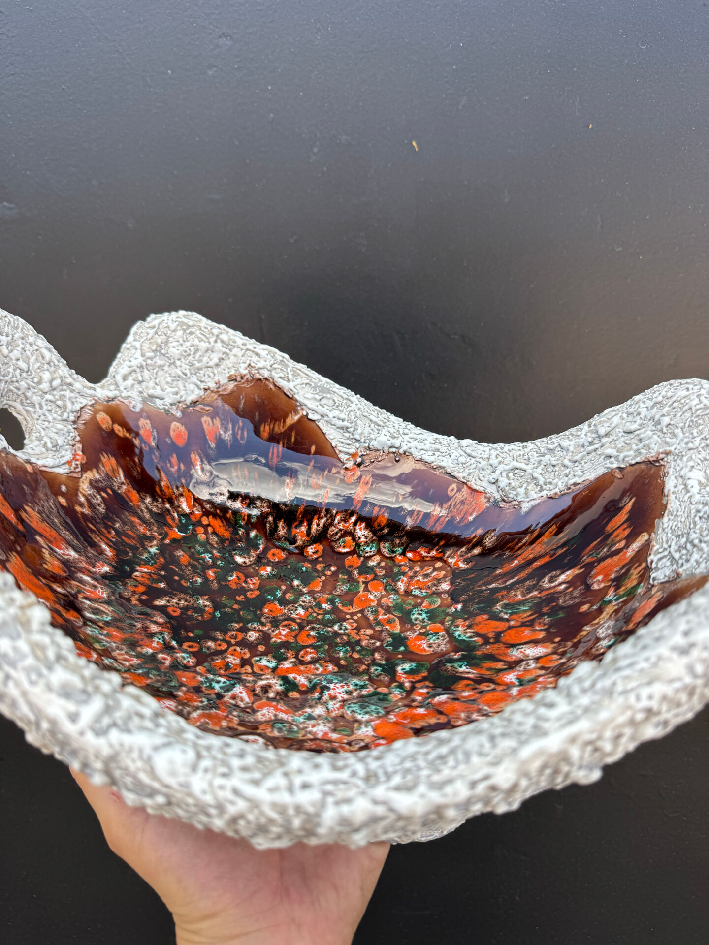 Large ceramic bowl lava Vallauris 1970s
