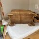 vintage rattan elephant magazine/vinyl holder