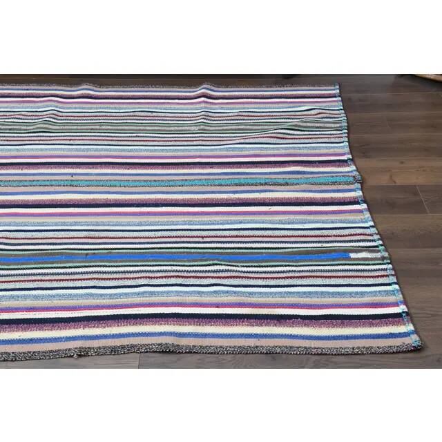 1970s Vintage Turkish Oushak Handmade Wool Cotton Purple Area Rug 175x274