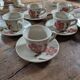 Saint-Amand Camelia – 6 hand-painted cups and saucers – 1950s/1960s
