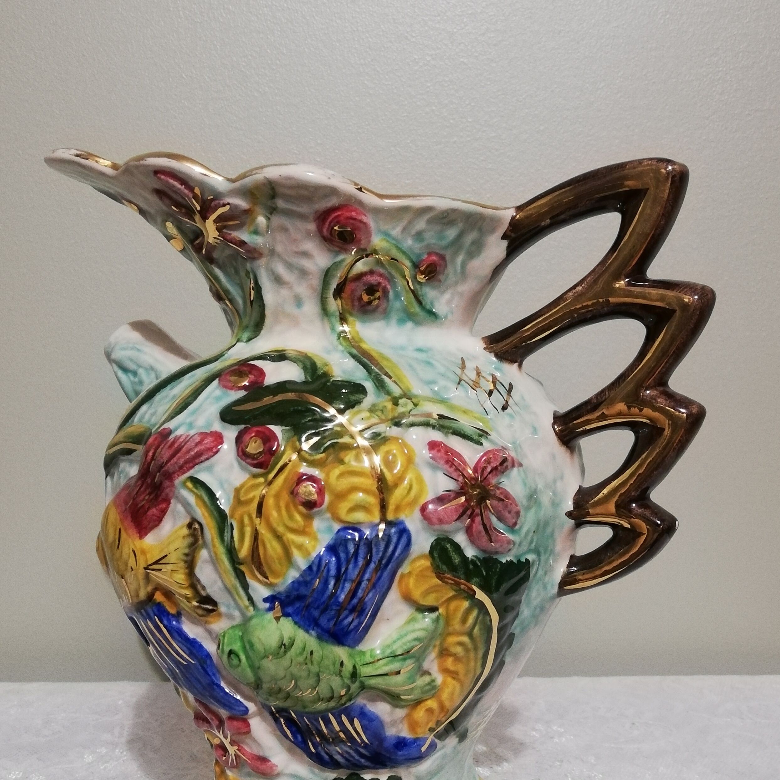 Ceramic pitcher vase signed Hubert Bequet