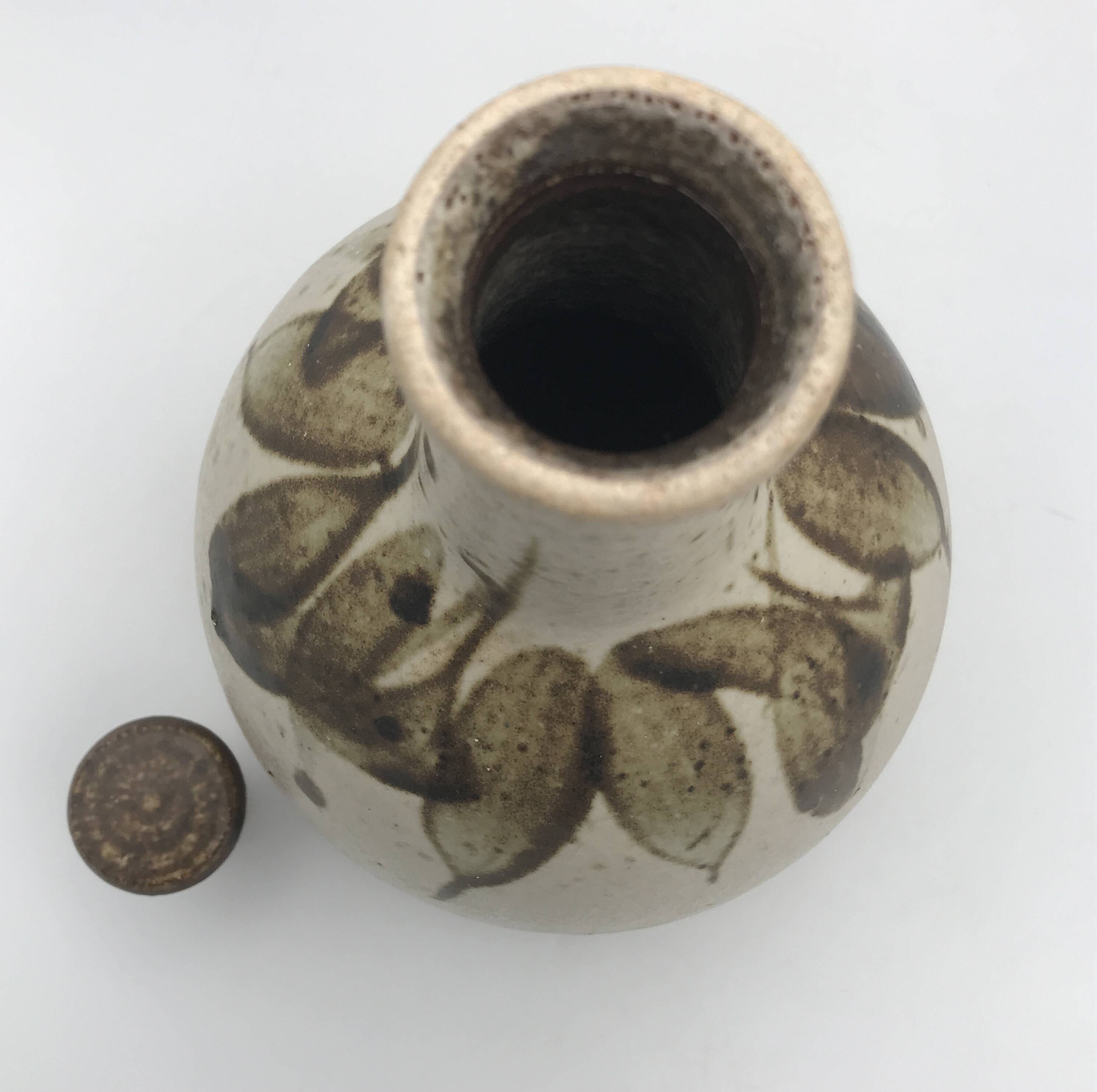 BOTTLE Vintage bottle in partially glazed pyrite stoneware