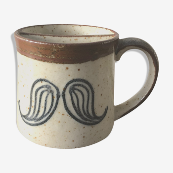 Vintage sandstone mug, mustache