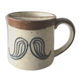 Mug en grès vintage, moustache