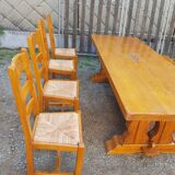 Monastery table with 4 chairs and 1 bench