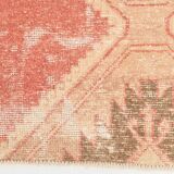 3x11 Faded Pink & Brown Vintage Ruuner, Turkish Wool Runner Rug, 91x328Cm