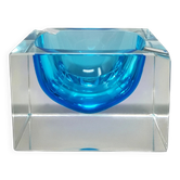 1960s stunning blue ashtray or catchall by Flavio Poli for Seguso. Made in Italy
