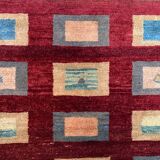 Afghan chobi art deco rug 183x173 cm, square tribal handmade,wool, beige