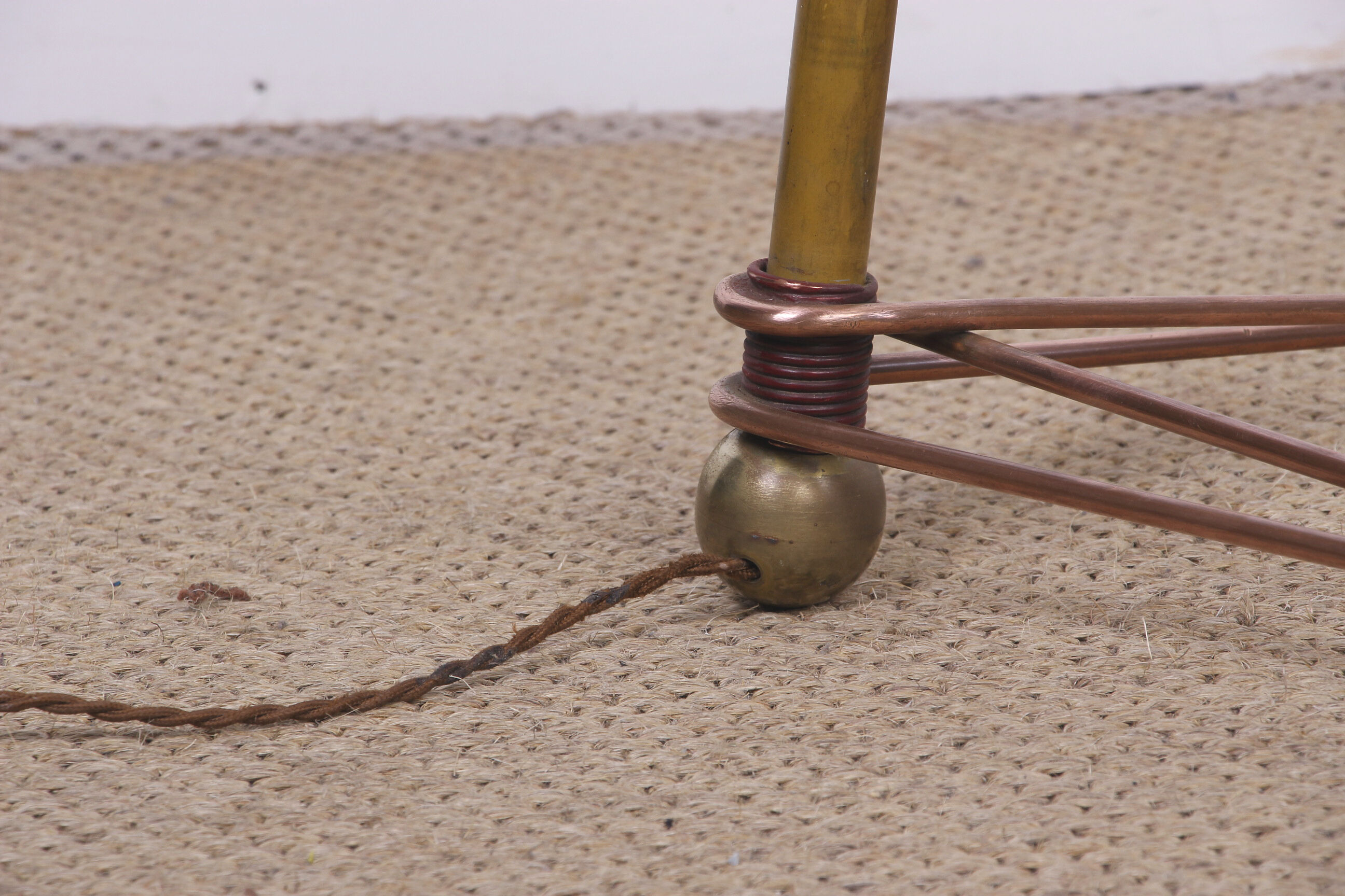 Italian brass floor lamp with conical shaft, adjustable in tilt and height, 1950