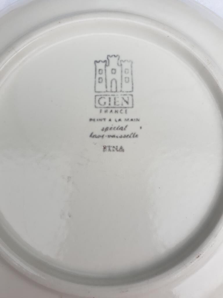 Set 11 plates Gien France model Etna spirals bohemian retro 1970