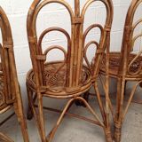 Ensemble de 4 chaises rotin vintage