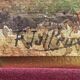 Watercolour painting Village with bell tower signed around 1900