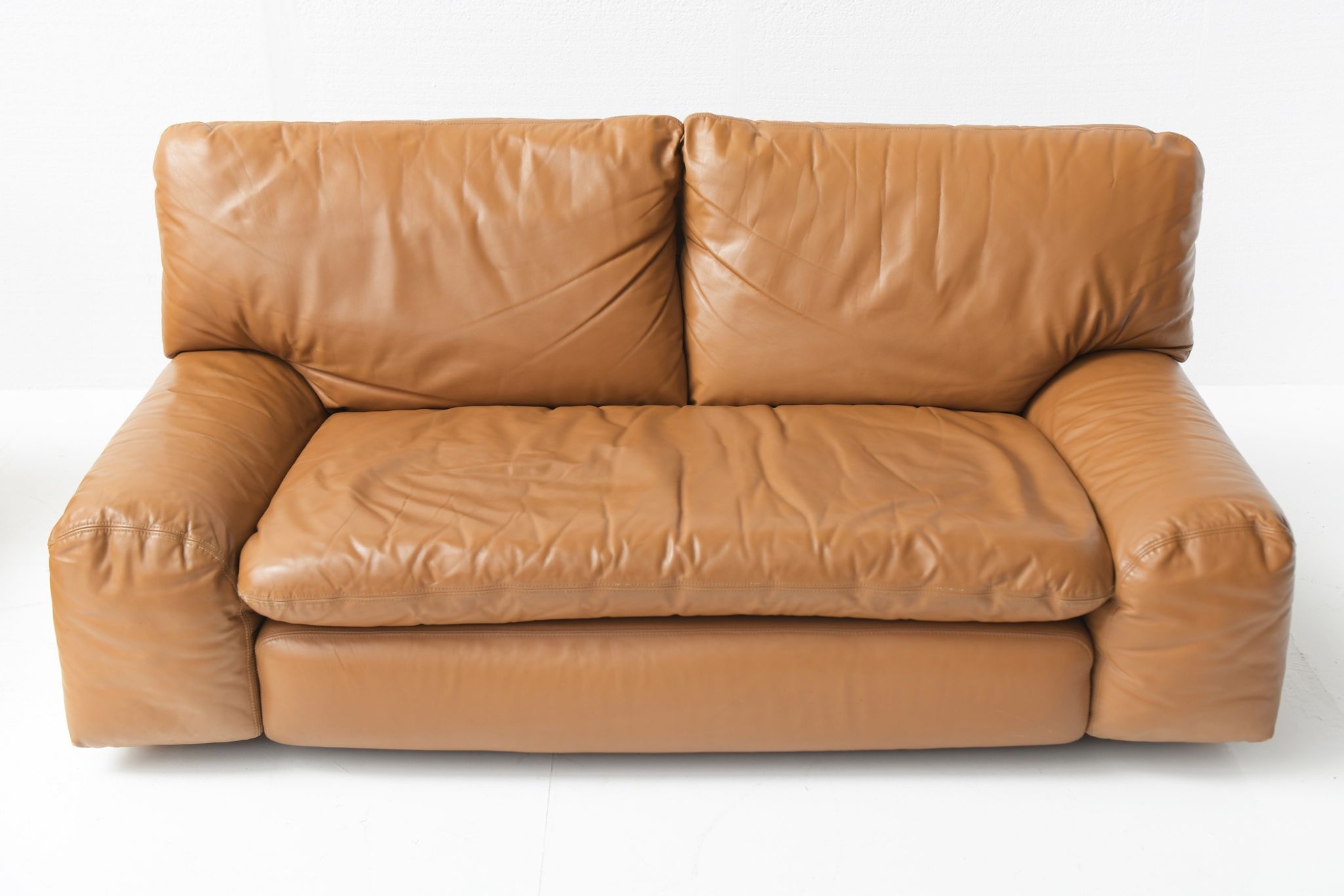 Canapés en cuir cognac Bengodi design Cini Boeri pour Arflex Italie