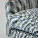Blue houndstooth square armchairs