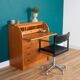 Retro Teak 1960s Danish Tambour Front Roll Top Bureau Writing Desk