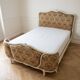 Double bed Louis XV in wood and floral fabric