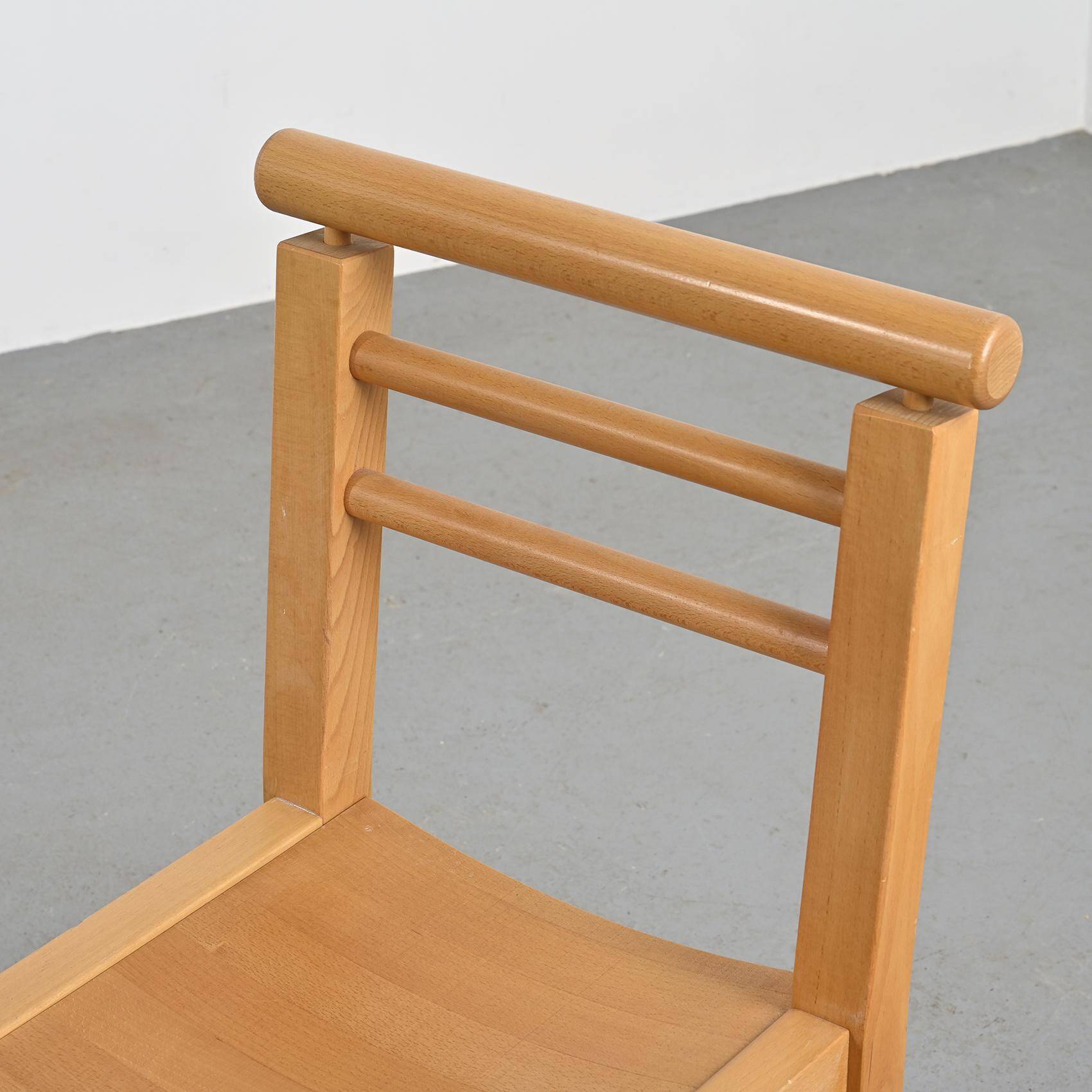 Solid beech chairs with log backs, French work, 1980