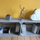 Shelf box in gray wood lazurée