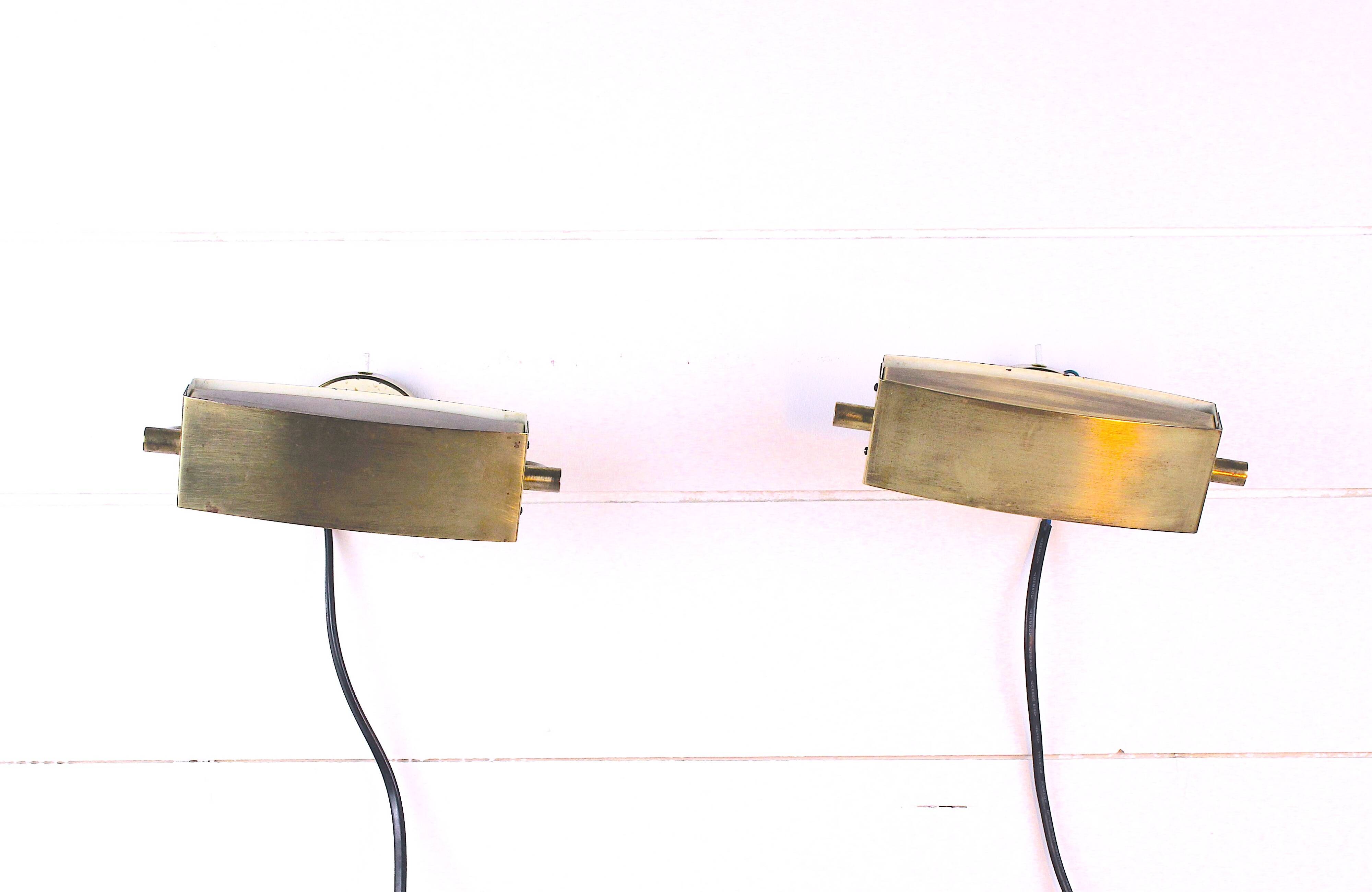 Pair of brass wall lights, Lita, France, 1970s