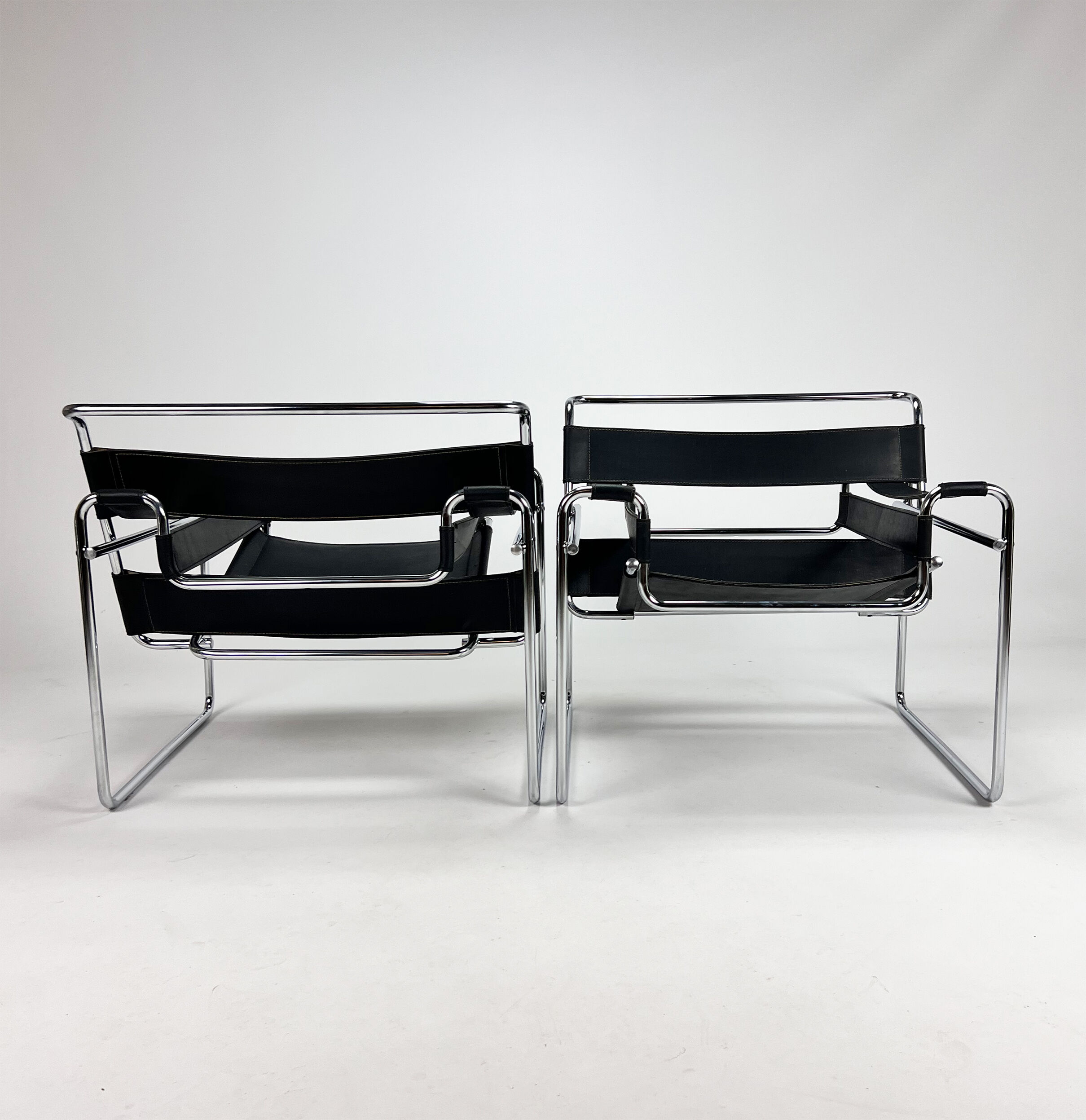 Set of 2 Wassily B3 Chairs by Marcel Breuer, 1980s