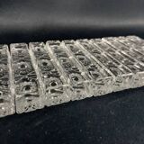 Set of 12 molded glass or crystal knife rests with diamond point decor