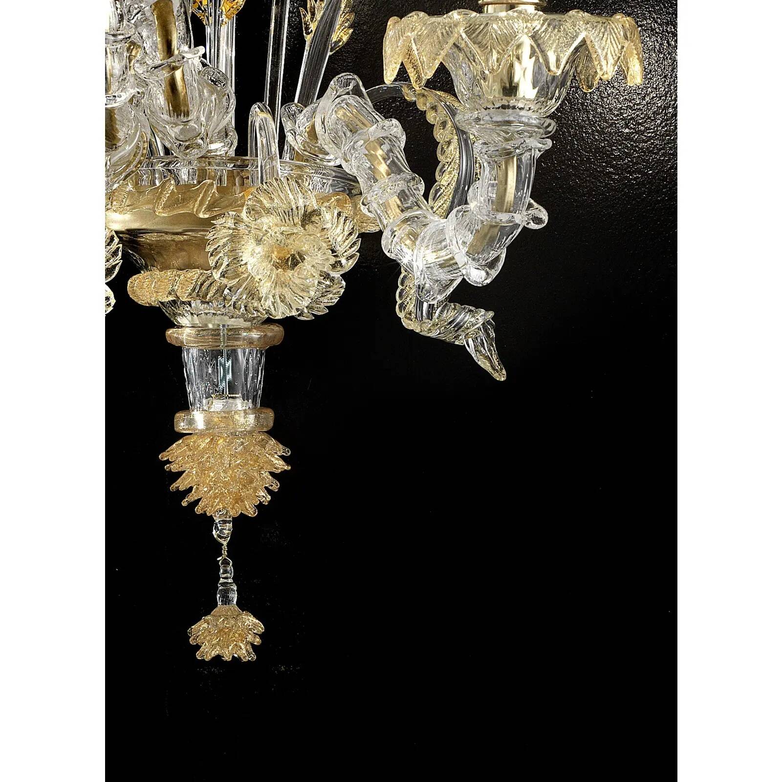 Verre de Murano italien Ca’ Rezzonico – Design floral en or fait à la main