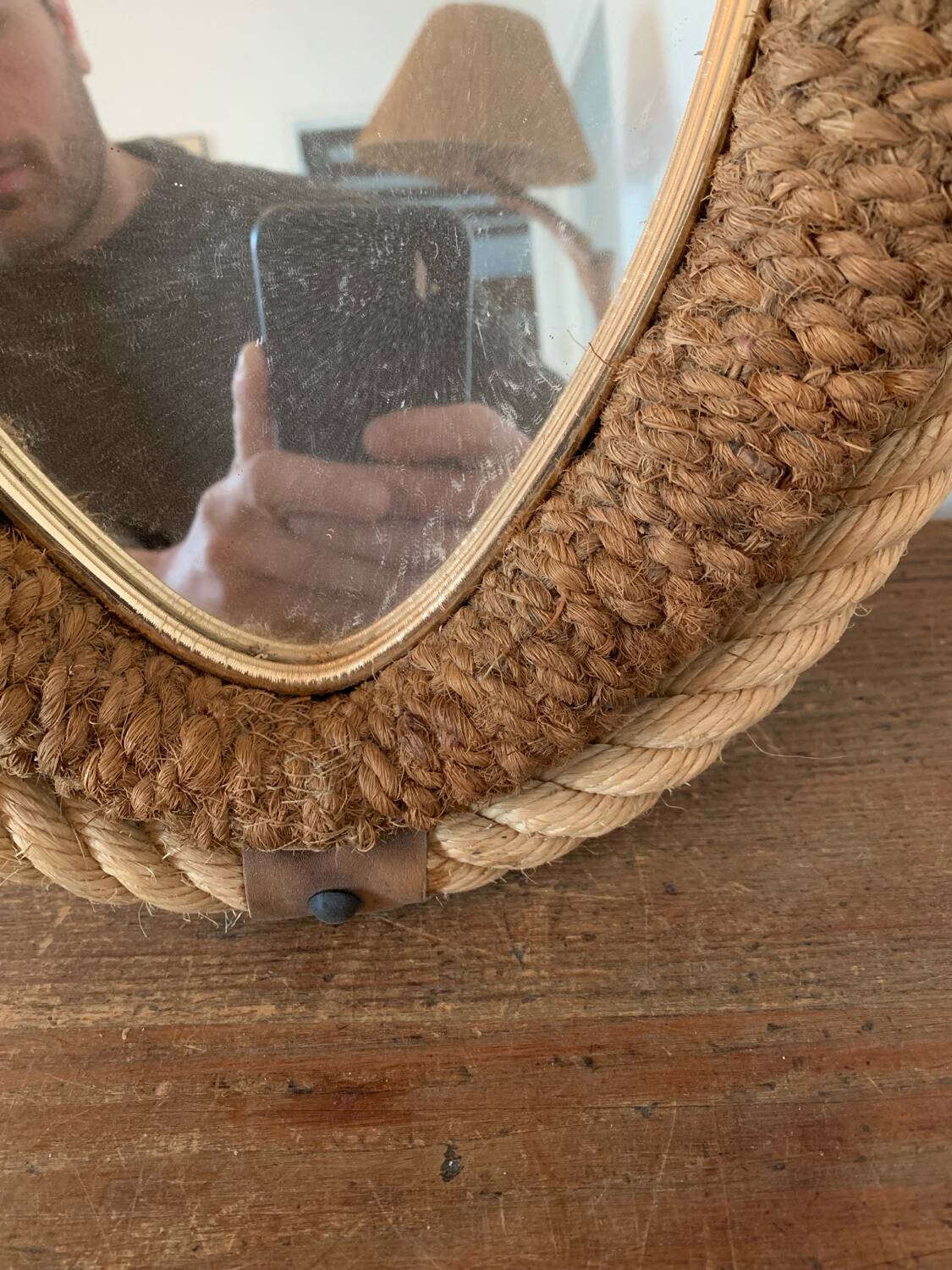 Miroir Corde Circa 1950 Vintage