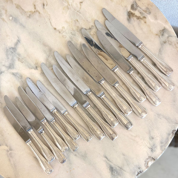 Set of 18 antique knives, silver metal