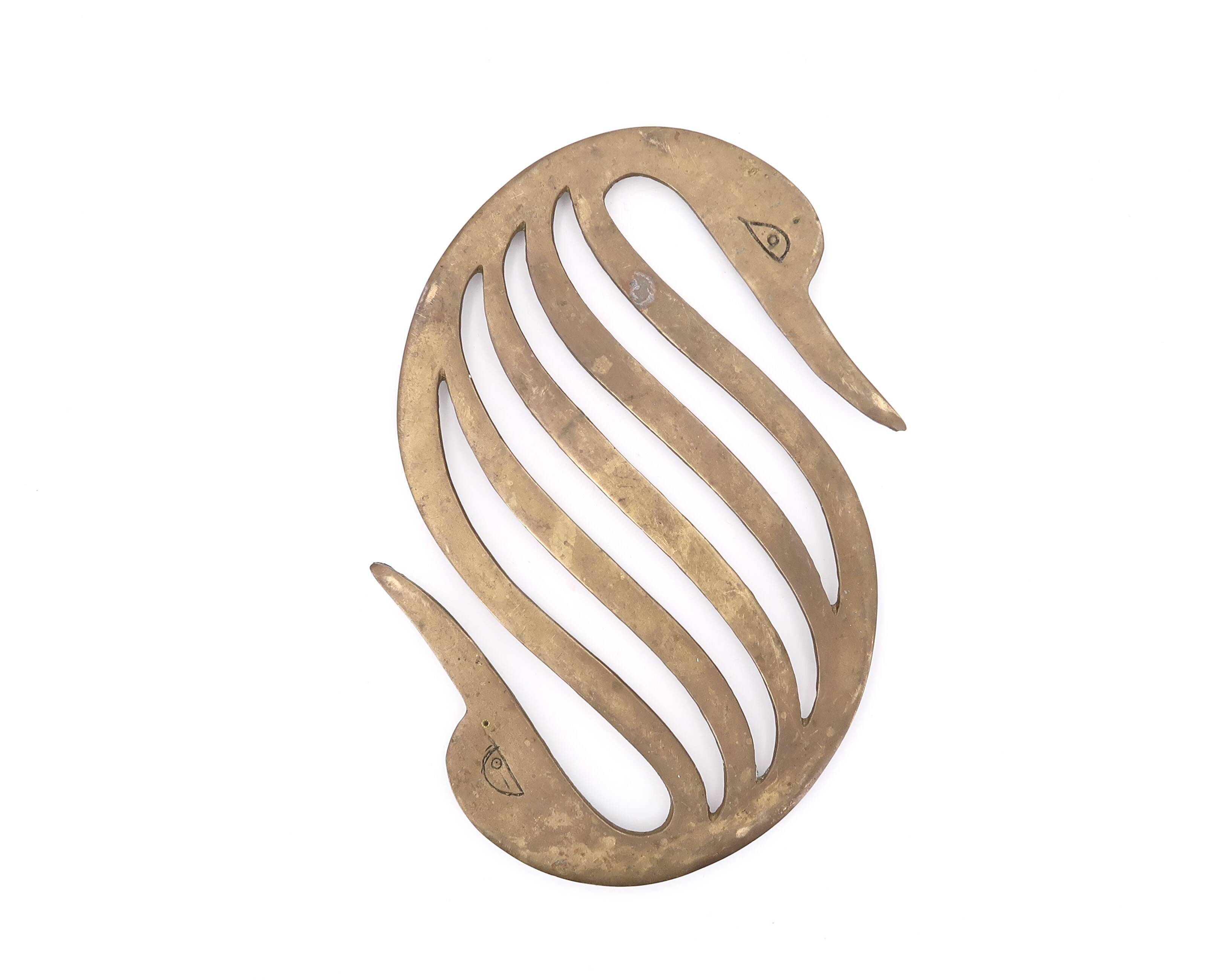 Brass swan trivet, 1960s