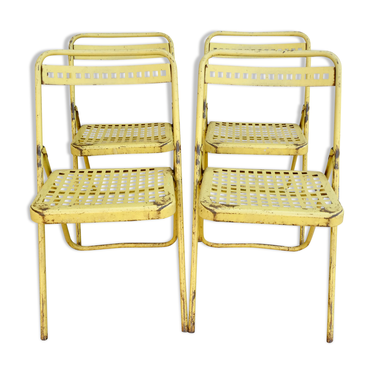 4 folding chairs in Plichaise metal from the Souvignet brand, 60s