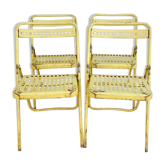 4 folding chairs in Plichaise metal from the Souvignet brand, 60s