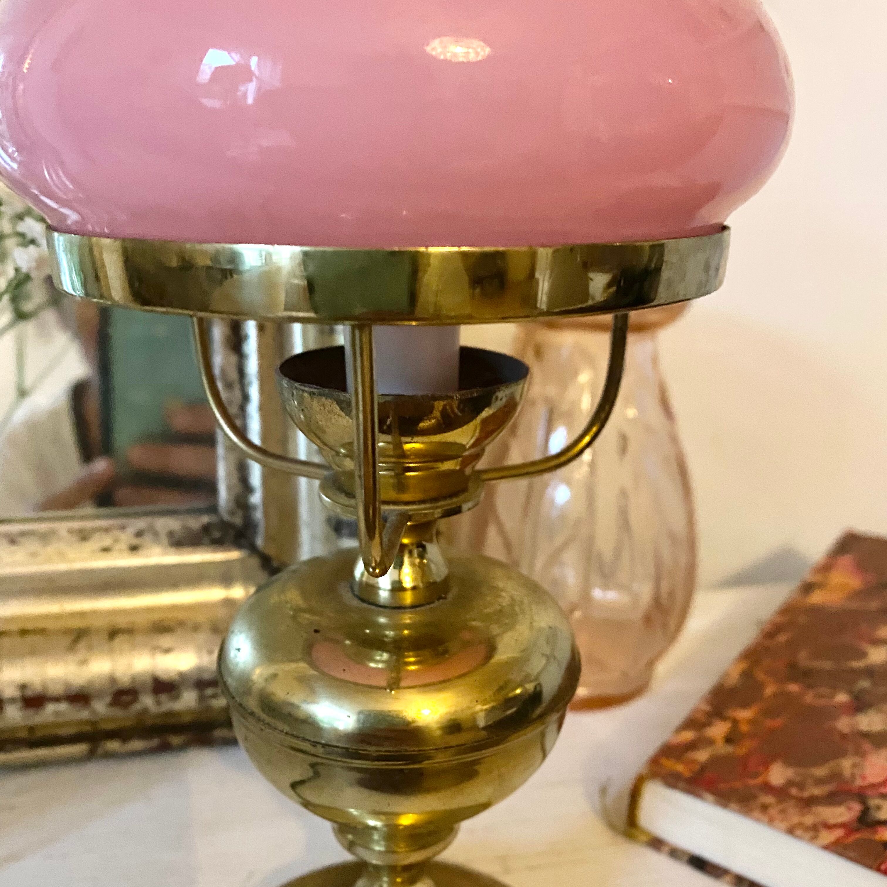 Lampe vintage rose et dorée
