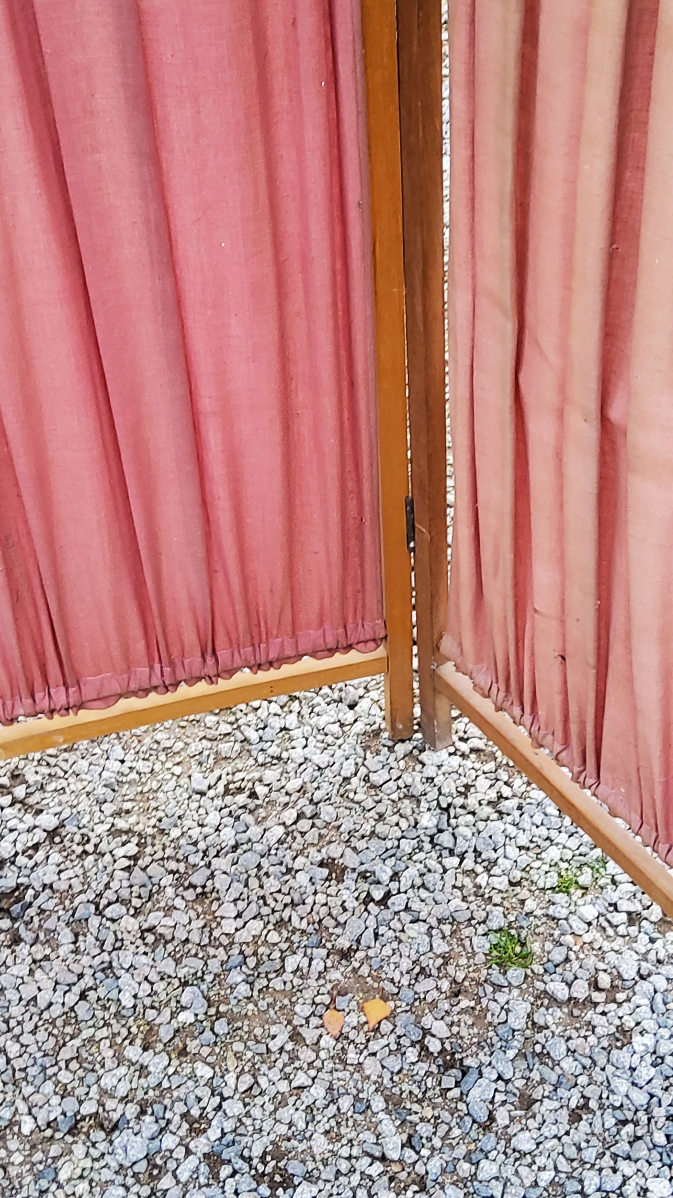 Art Deco screen 6 leaves in beech and fabrics of the 30s
