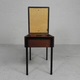 Aristo teak wooden sewing supplies stool, piano stool, 1960s