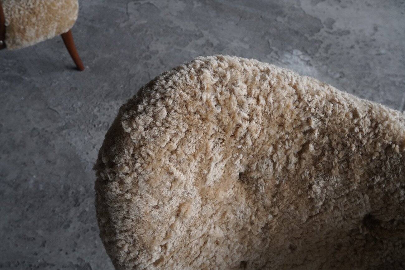 Fauteuils de Prague en véritable peau de mouton de Madsen & Schübel, Danemark, années 1960, ensemble de 2