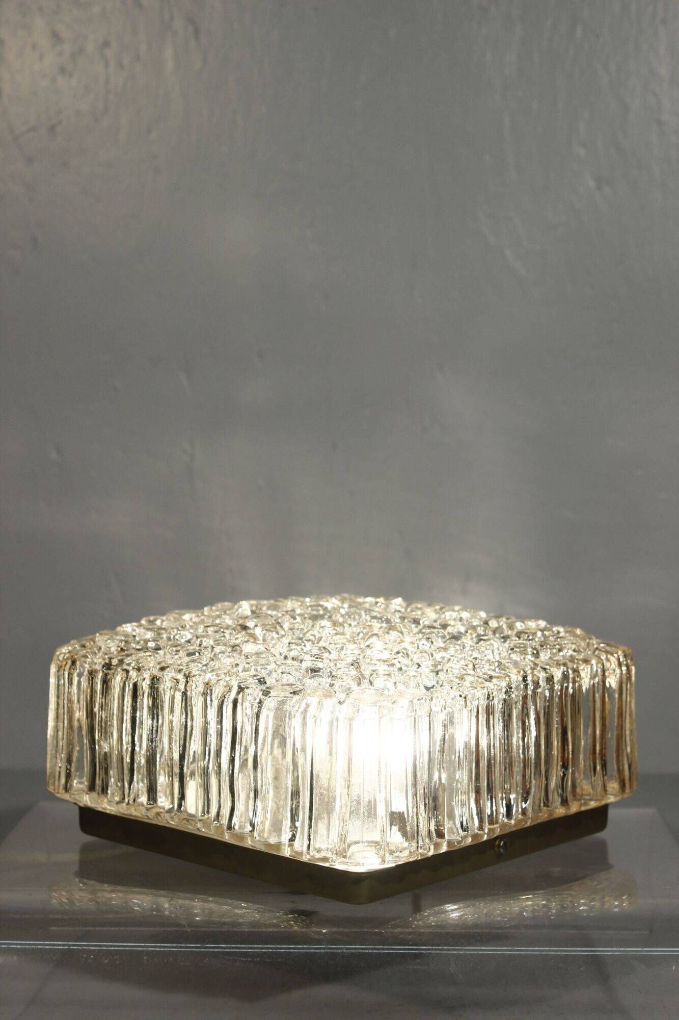 Limburg Glashütte wall lamp textured molded glass Germany 1960s