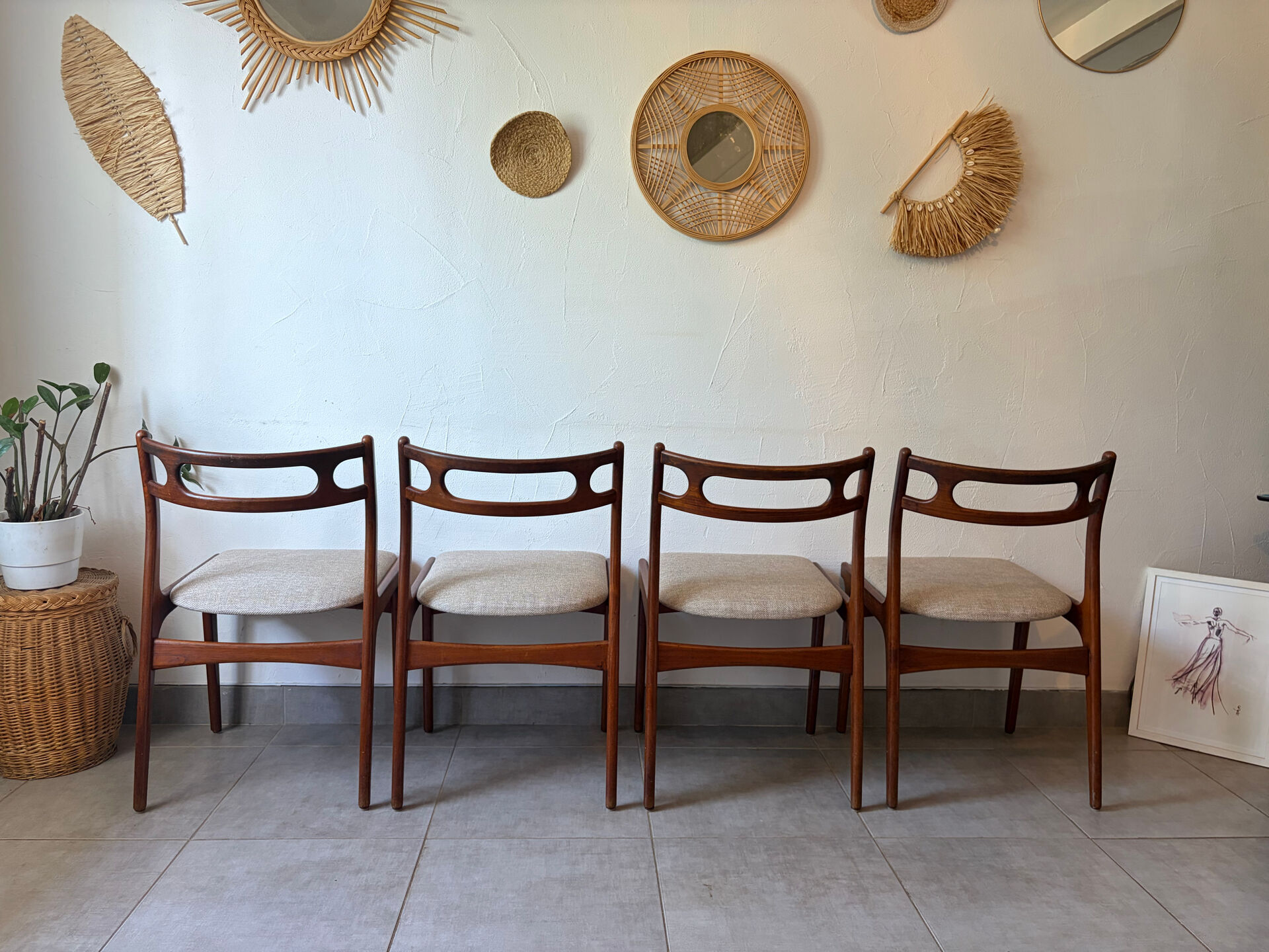 4 Scandinavian teak chairs Samcom Andersen Johannes