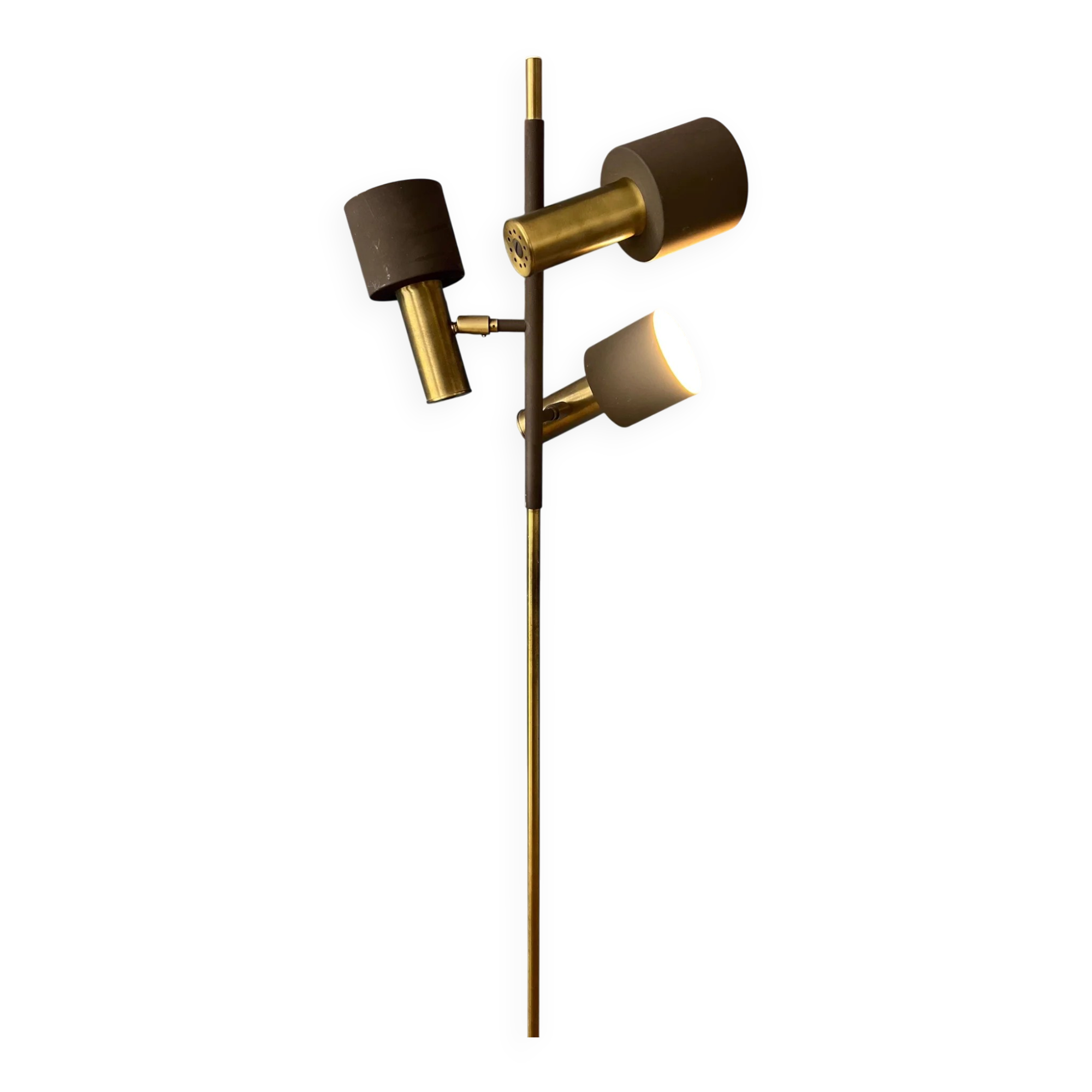 Vintage Dijkstra Space Age floor lamp, brown and chrome floor light