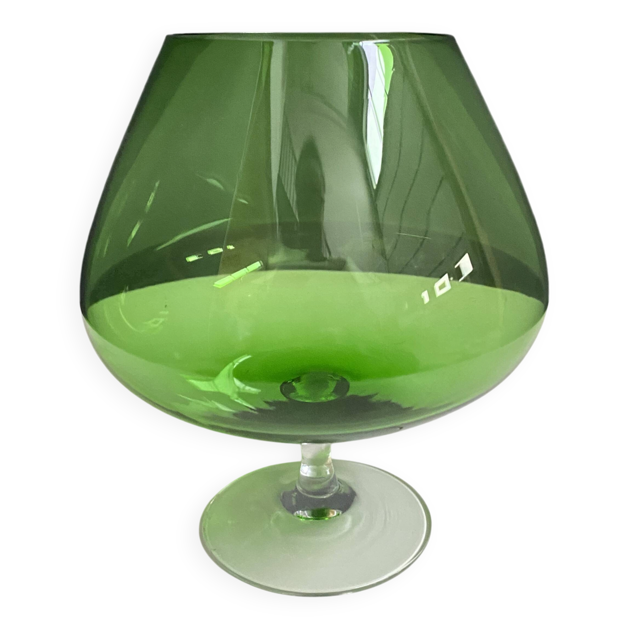 Empoli green large cognac glass shape vase 1960s