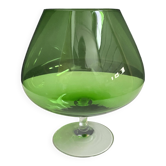 Vase en forme de verre à cognac vert large d'Empoli des années 1960.