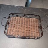 Wicker and wrought iron tray