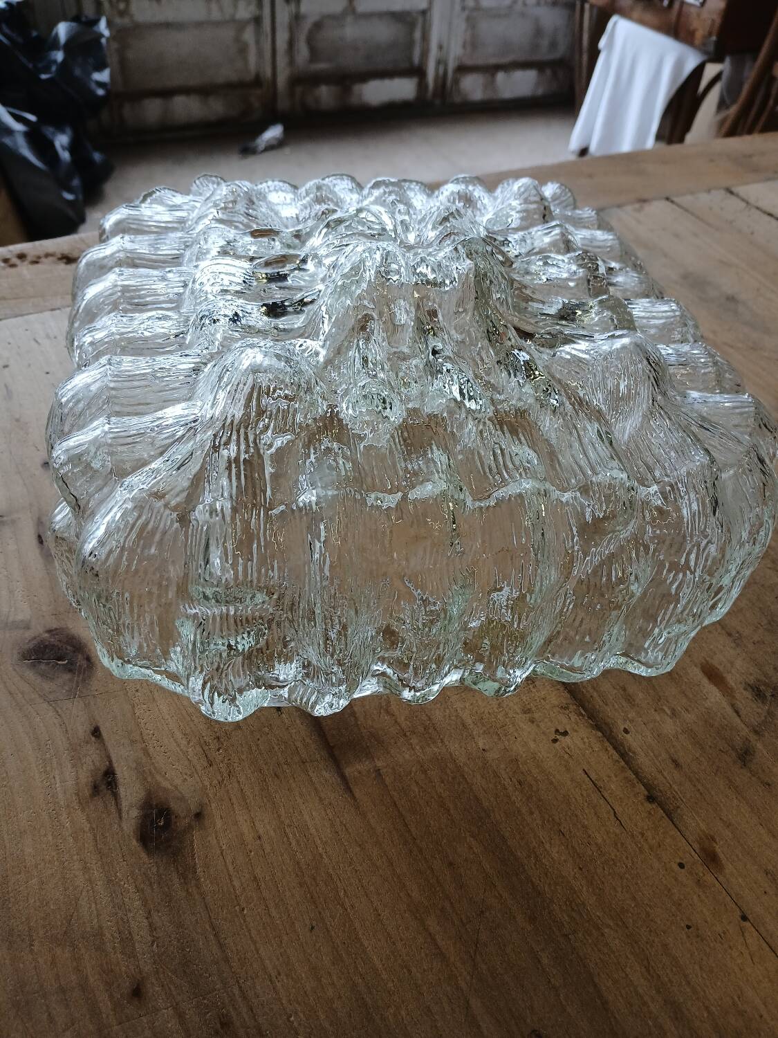Antique wall/ceiling light in molded glass