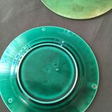 4 assiettes en barbotine verte