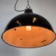 Industrial Black Enamel Factory Lamp with Cast Iron Top, 1950s