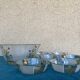 Set of 7 hand-painted glass bowls, multicoloured transparent, Hungary 1950s
